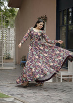 Thumbnail for Jyoti Fashion Women's Coffee Faux Georgette Floral Digital Printed Anarkali Dress with Dupatta - Distacart