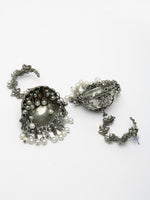 Thumbnail for NVR Women's Silver Plated Pearl Beaded Oxidised Contemporary Jhumka Earrings - Distacart