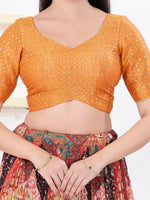 Thumbnail for Joban Fashion Orange Tissue Elbow Sleeveless Back Open Blouse