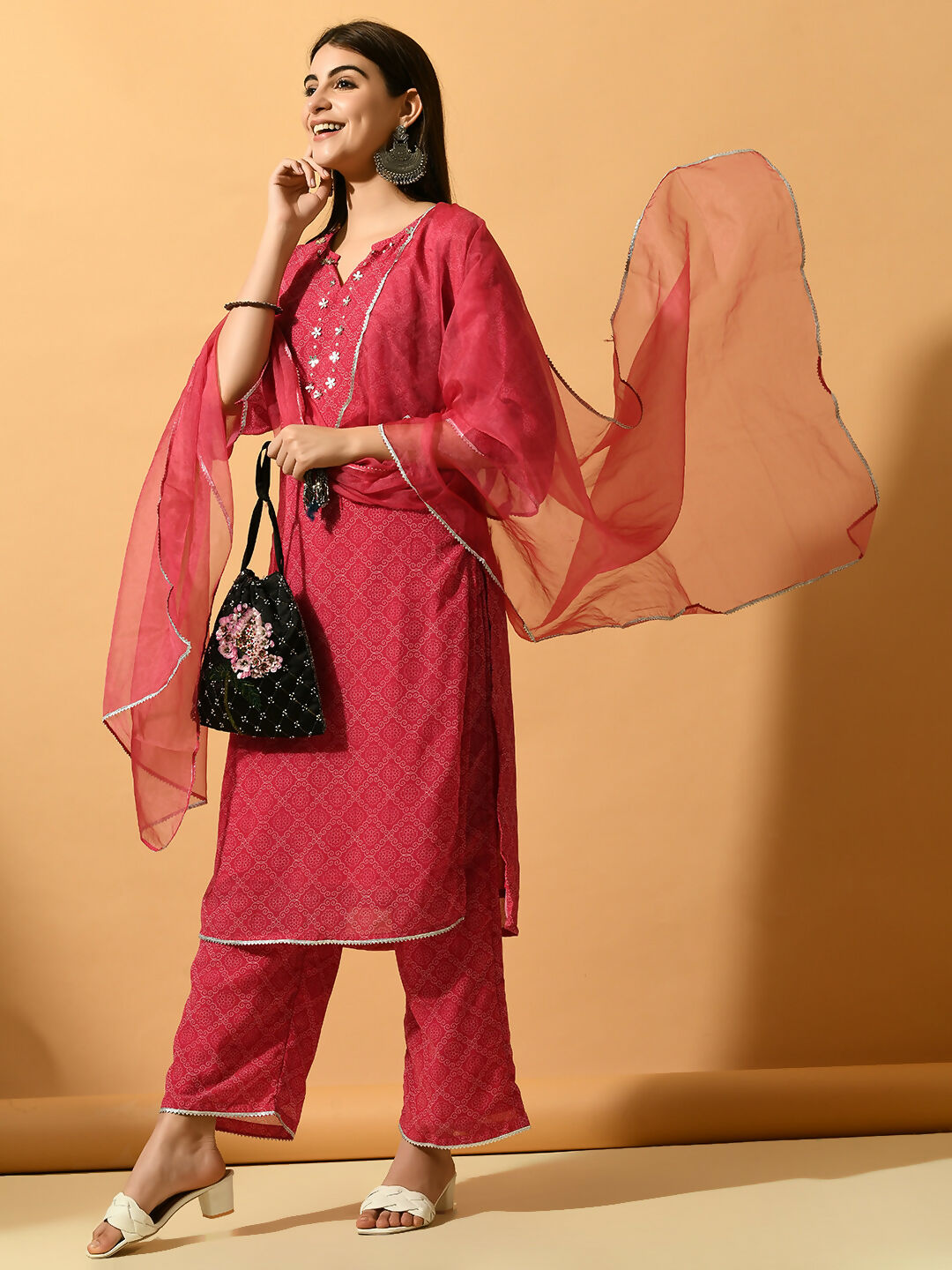 Myshka Women's Pink Embroidered Party Kurta Sets - Distacart