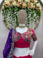 Thumbnail for Preksha Creation Red Foux Georgette With Thread With 9Mm Sequence Women Lehenga Choli - Distacart