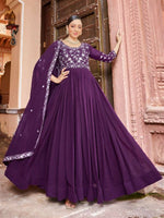 Thumbnail for Joban Fashion Purple Readymade Dress With Sequins embroidery Work - Distacart