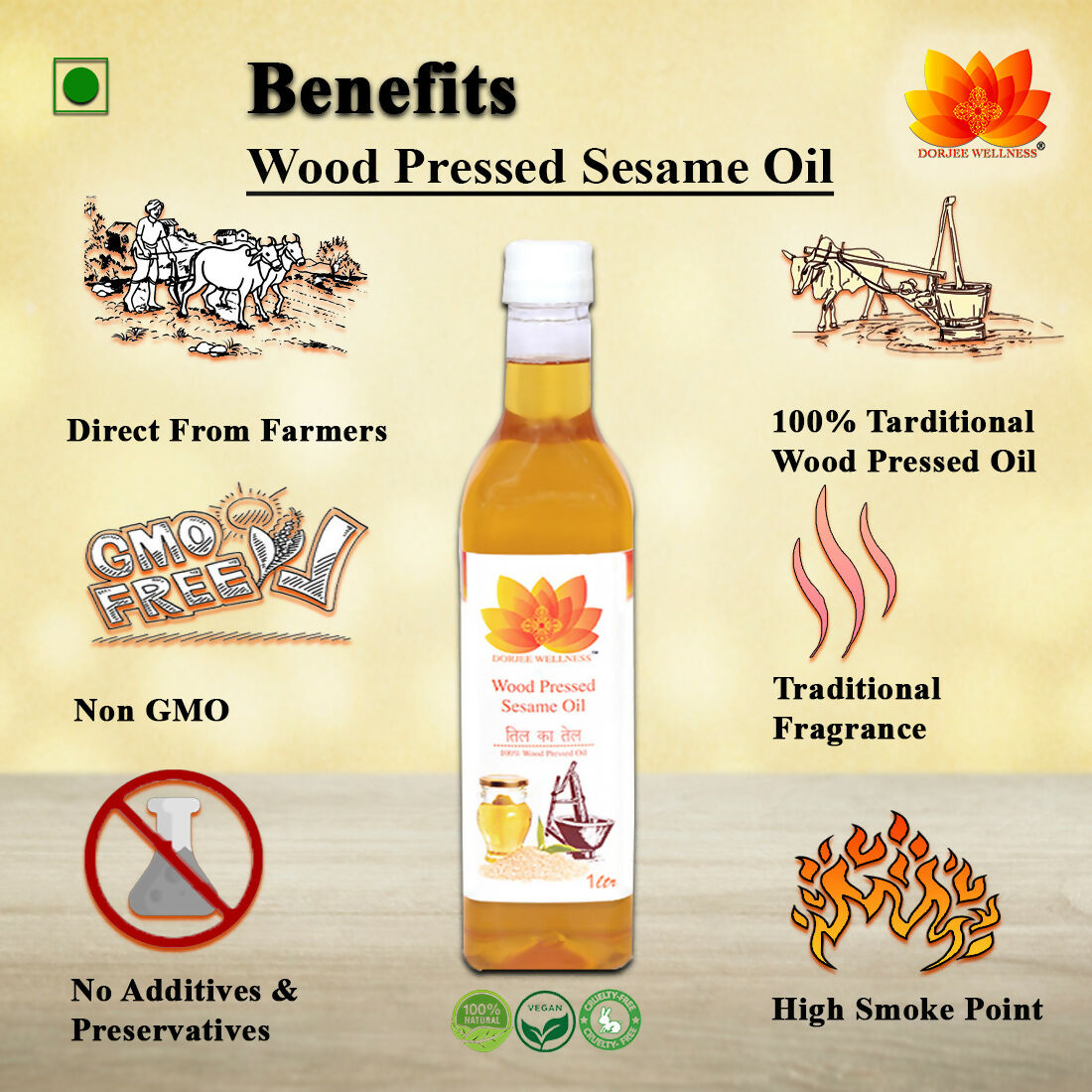 Dorjee Wellness Wood Pressed Sesame Oil - Distacart
