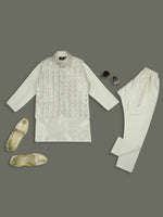 Thumbnail for Joban Fashion Kids Island Elegance Sequence work Nehru Jacket Full Sleeves Kurta, Pyjama Set - Cream - Distacart