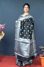 Thumbnail for Jyoti Fashion Women's Black Soft Banarasi Silk Zari Woven Saree with Blouse - Distacart