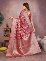 Thumbnail for Aastha Fashion Dark Pink Soft Organza Silk Weaving Saree - Distacart