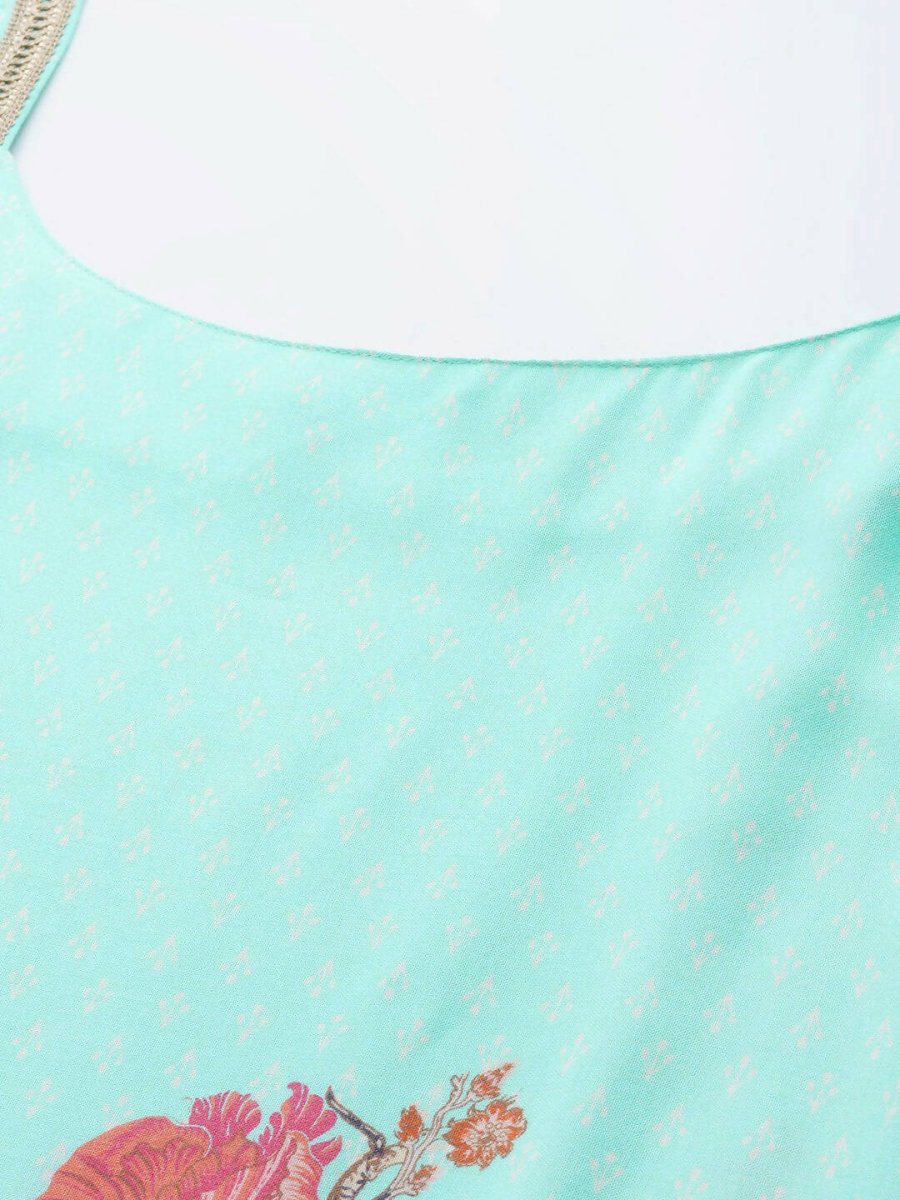 Ahalyaa Women Blue Floral Printed Kurta with Patiala & With Dupatta - Distacart