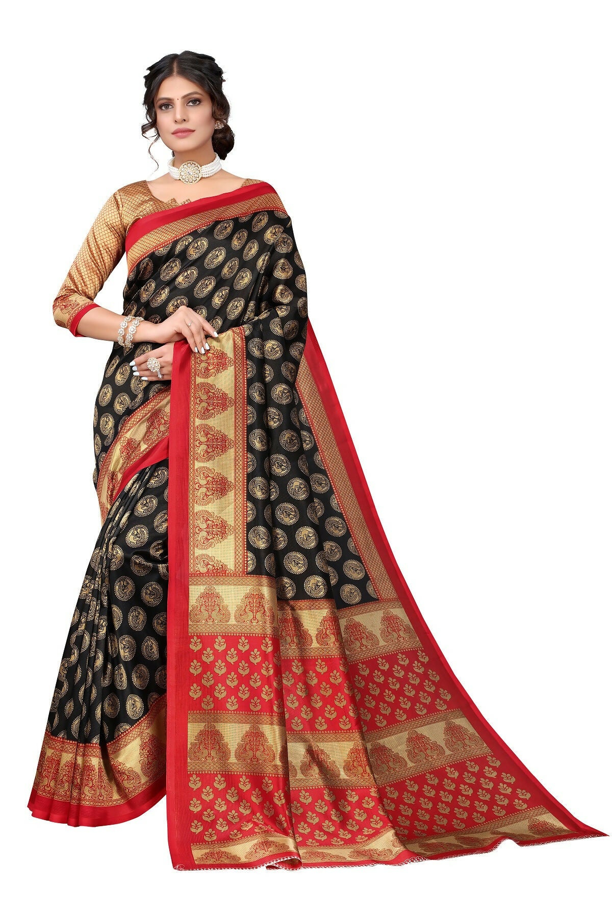 Vamika black Printed Art Silk Saree - Distacart