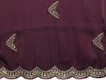 Thumbnail for Vastranavya Wine Embroidery Work Shimmer Chiffon Saree with Unstitched Blouse