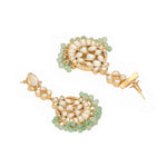 Thumbnail for Nuyug 22K Gold Plated Regal Green Kundan Chandbali Earrings