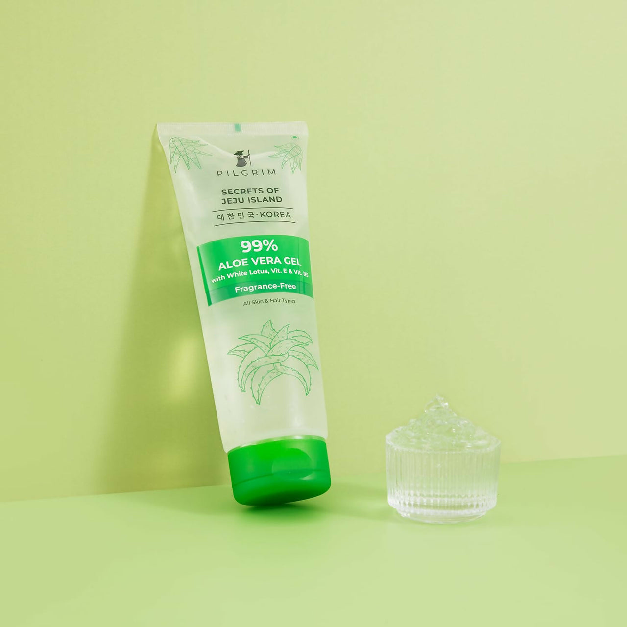 Pilgrim Korean 99% Pure Aloe Vera Gel with Vitamin E & Vitamin B5, Hydrates & Soothes Skin - Korean Skin Care - Distacart