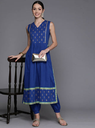 Ahalyaa Women's Traditional wear Kurta Set - Indigo blue - Distacart