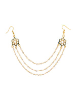 Thumbnail for Ruby Raang Gold Green Meenakari & Pearl Hair Jewelry