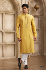 Thumbnail for Raivat Ethnic Banarasi Art Silk Mirror Work Kurta Pajama In Rust Colour
