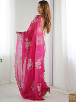 Thumbnail for Mitera Embellished Sequinned Silk Blend Designer Saree