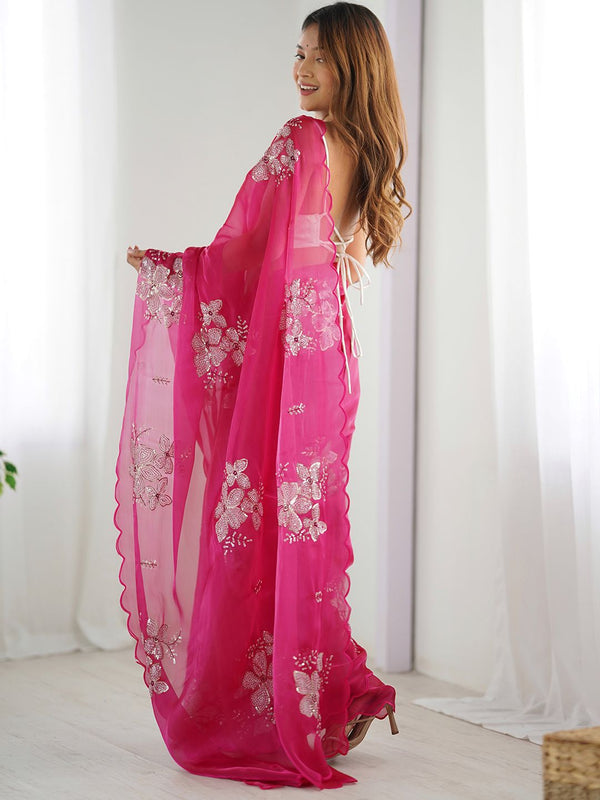 Mitera Embellished Sequinned Silk Blend Designer Saree