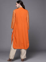 Thumbnail for Ahalyaa Women Orange Ethnic Motifs Printed Crepe Cowl Kurta - Distacart