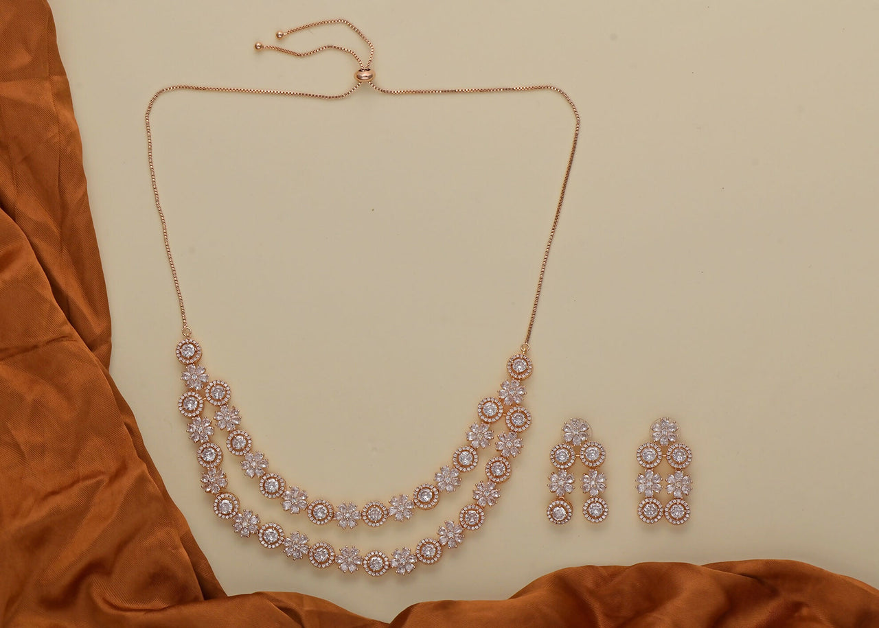 Joban Fashion Women Brass Golden White Ad Necklace Set - Distacart