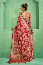 Thumbnail for Joban Fashion Pinkdull Moss Brasso With Kasab Zari Border Saree & Tassels With Brasso Blouse