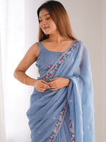 Thumbnail for Mitera Embellished Sequinned Silk Blend Designer Saree