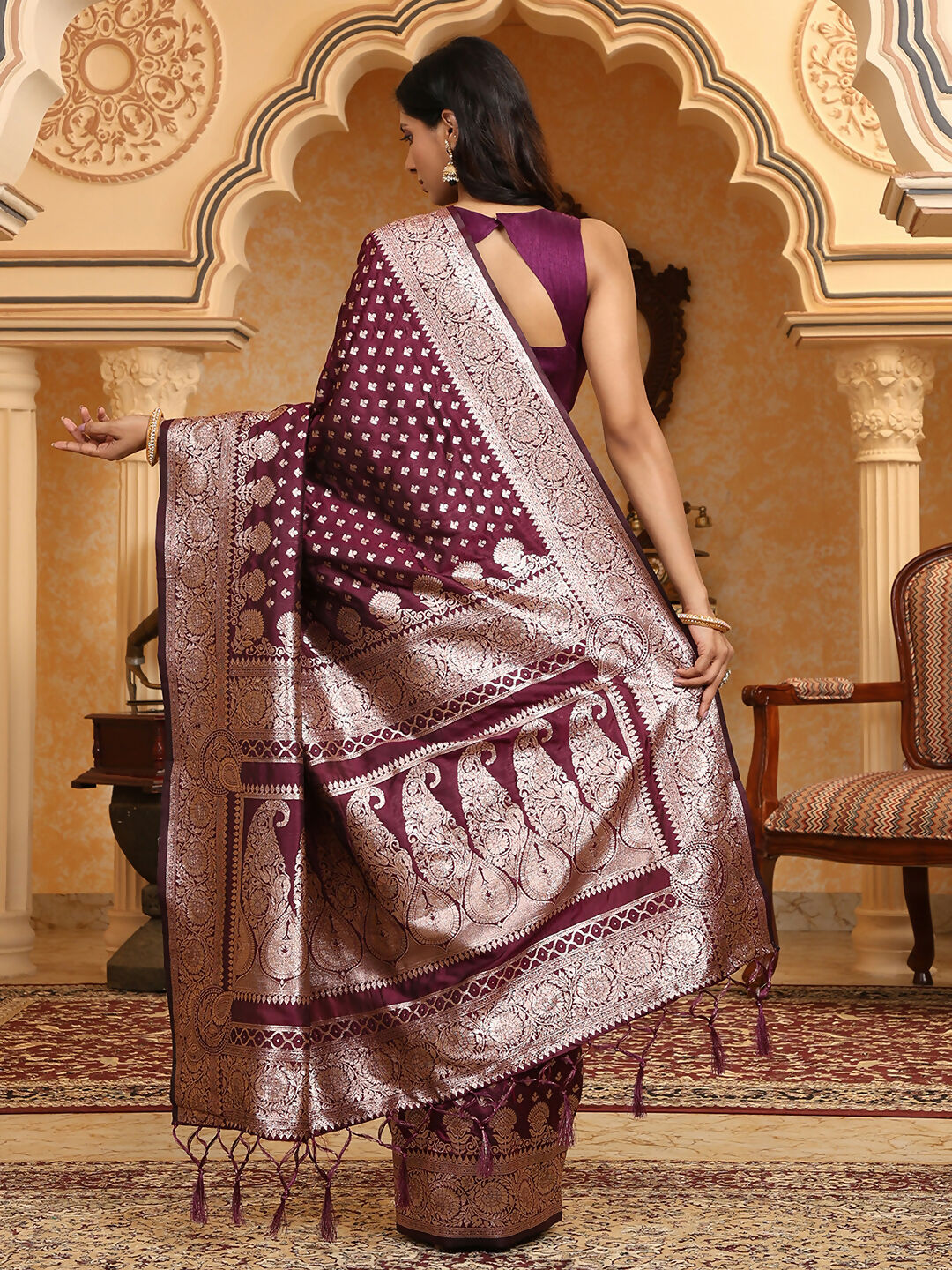 Astita Banarasi Silk Purple Saree