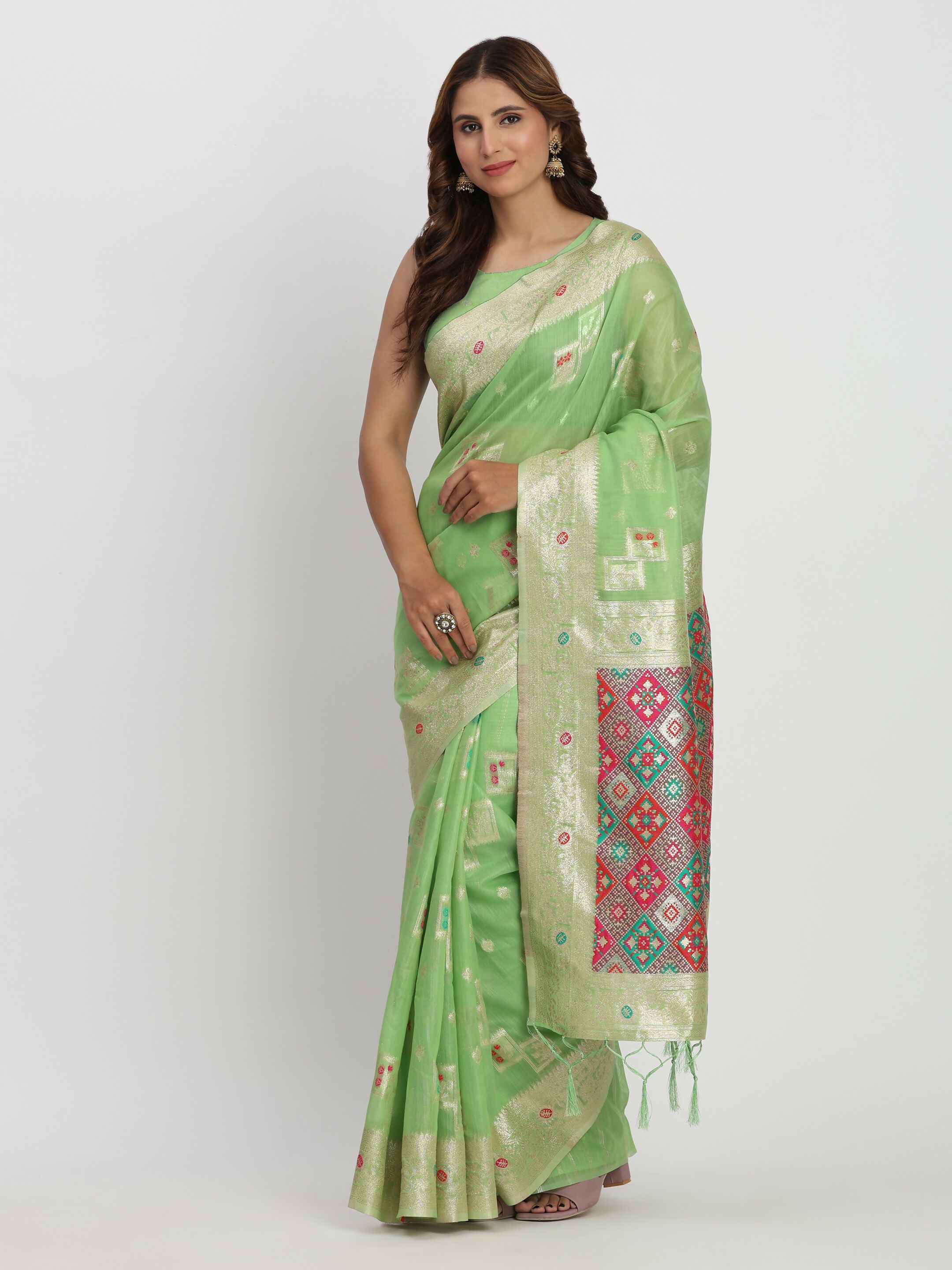 Astita Linen Cotton Light Green Saree