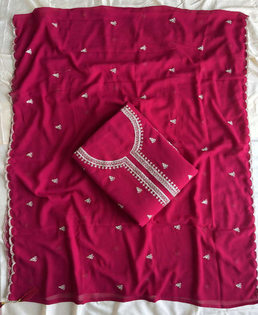 KC Bollywood Style Dark Pink Georgette Suit For Women - Dista