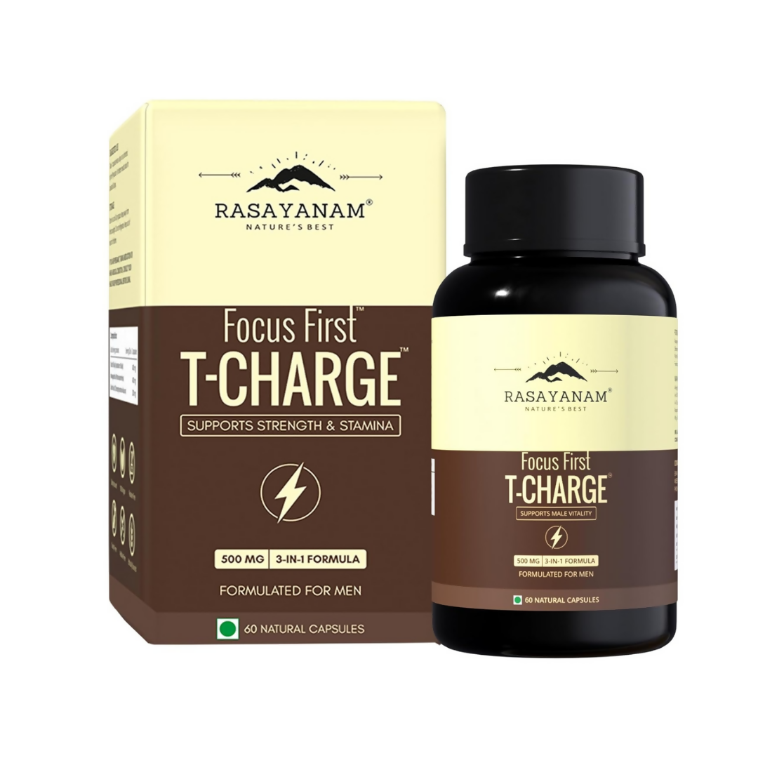 Rasayanam T-Charge Capsules (500mg) 3-in-1 Testosterone Supplement for Men with Sj