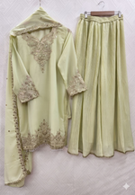 Thumbnail for Teeya Creation Womens New Georgette Silk With Heavy Embroiedery With Sequence Work Kurta Set - Dista