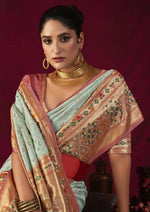 Thumbnail for Vishnu Weaves Women's Sea-Green Paithani Silk Saree with Blouse - Distacart