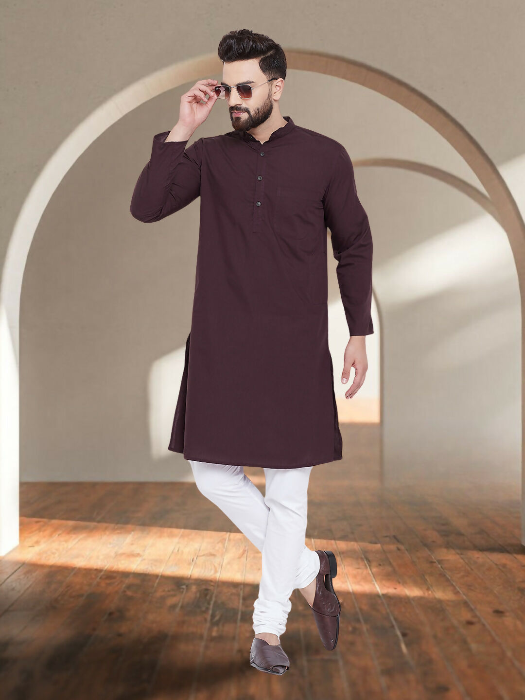 Even Apparels Men's Pure Cotton Maroon Kurta - Distacart