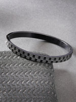 Thumbnail for NVR Men's Black Rhodium-Plated Stainless Steel Kada Bracelet - Distacart