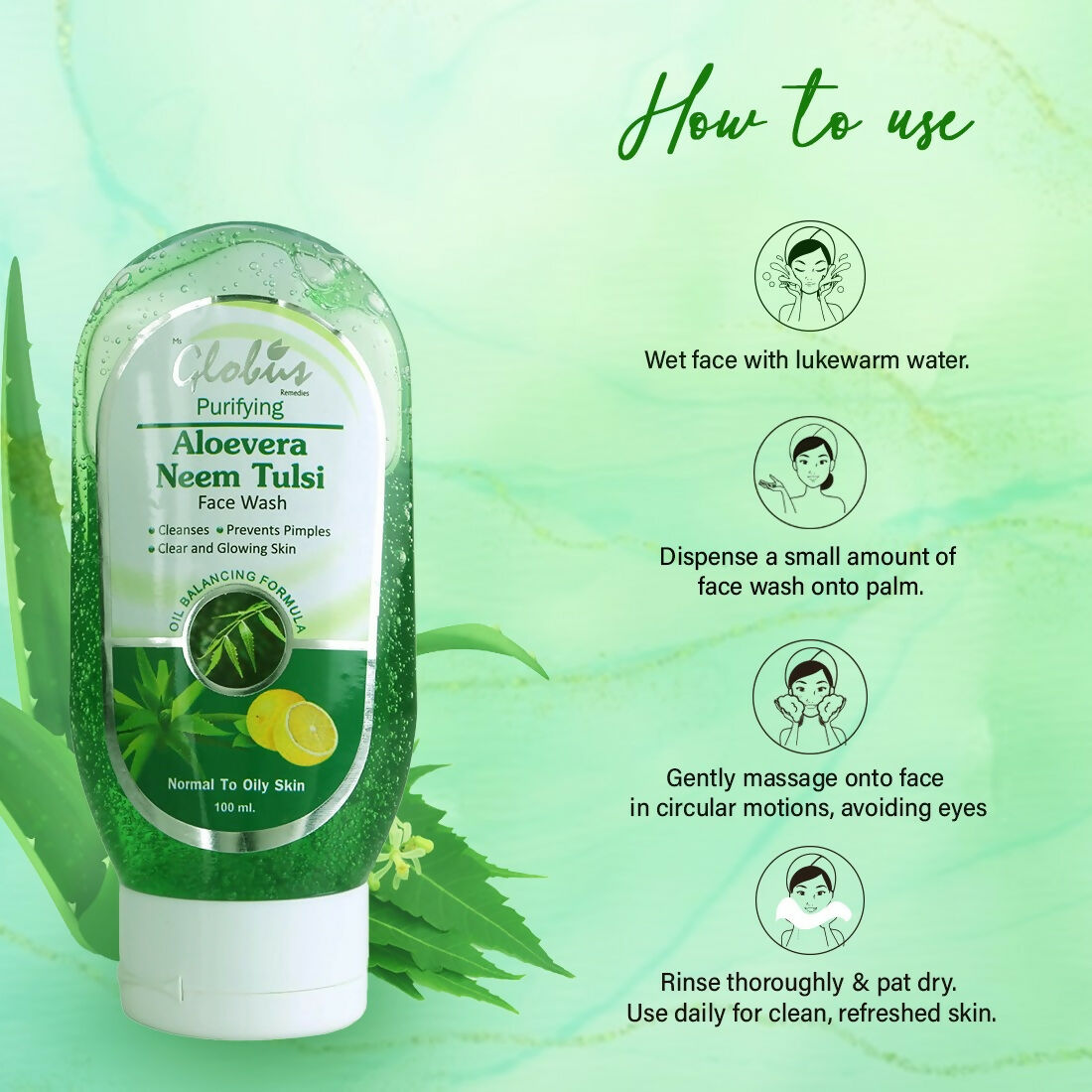 Globus Remedies Aloe vera Neem Tulsi Face Wash