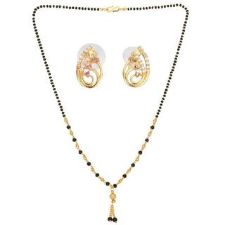 AanyaCentric Gold Plated Short Mangalsutra Set with Earrings - Distacart