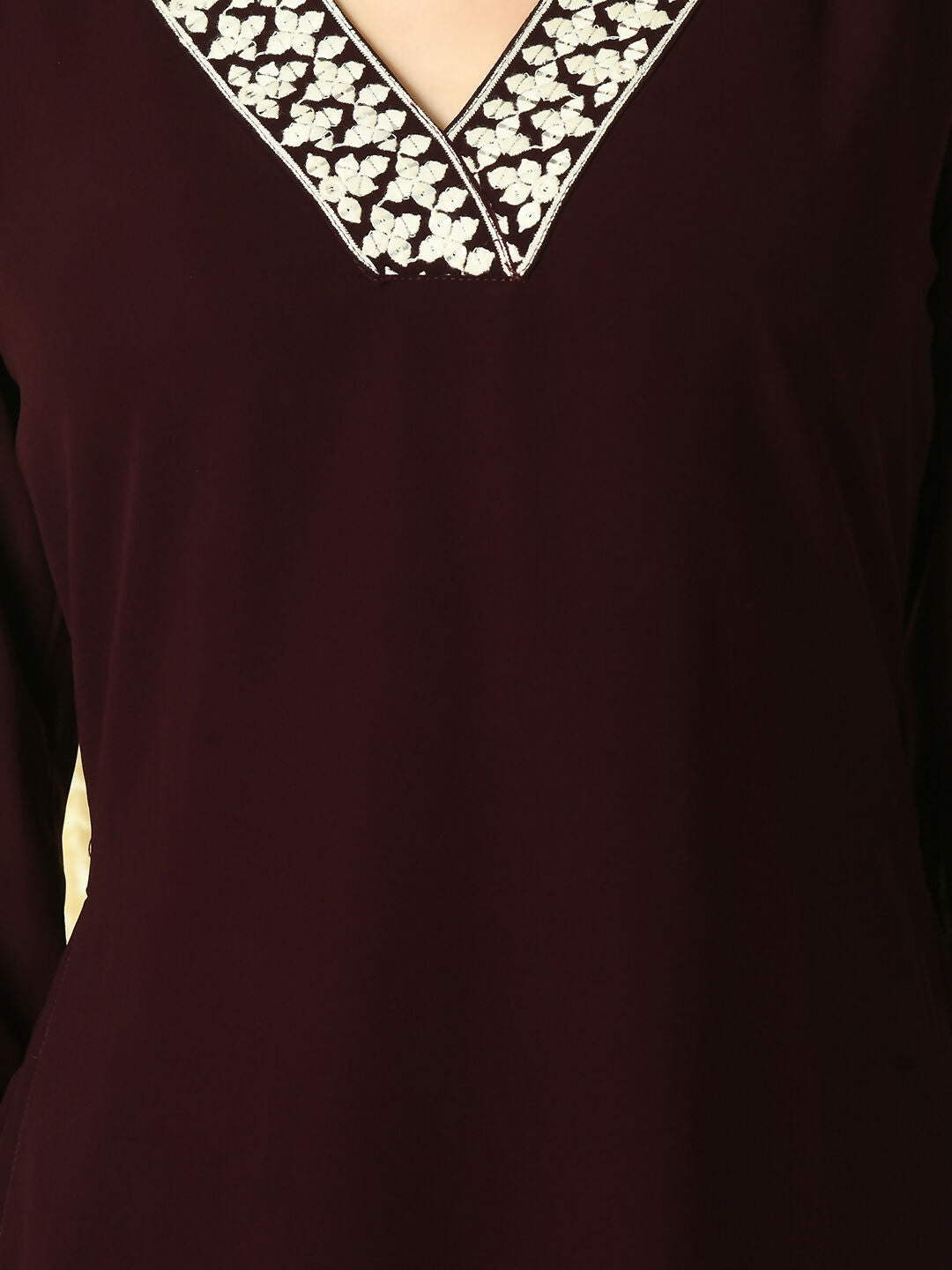 Myshka Women's Coffee Brown Georgette Kurta & Trousers With Dupatta Party Sets - Distacart