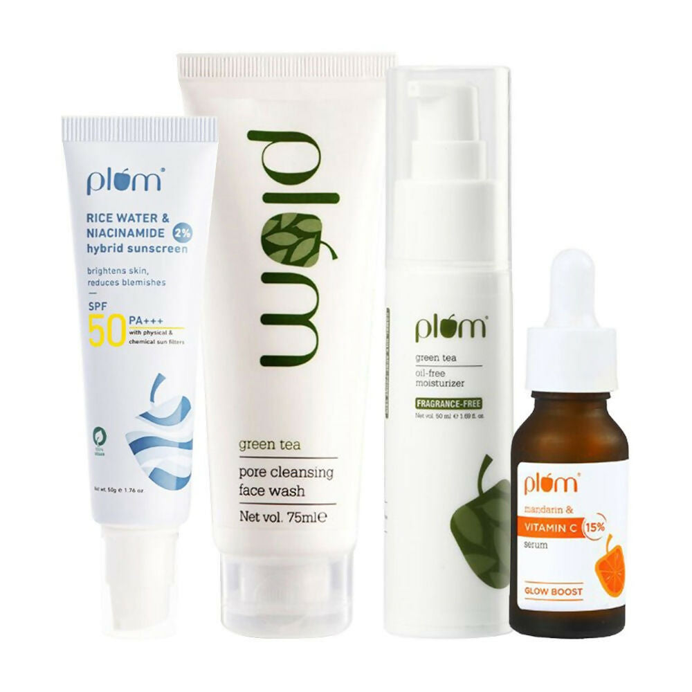 Plum Daily Skincare Essentials CSMS (Cleanser, Serum, Moisturizer, Sunscreen) Combo - Distacart