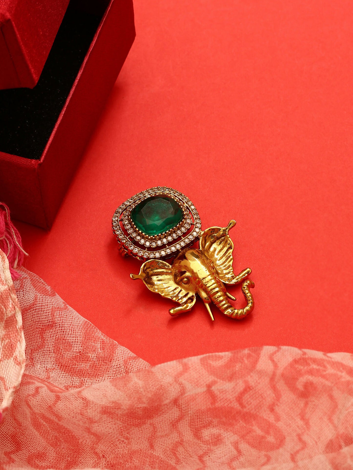 Ruby Raang Ganesha Imprint Brooch - Distacart