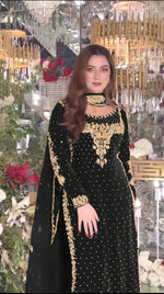 Thumbnail for Joban Fashion Black Velvet Sequence Embroidery Work Kurta Set