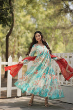 Thumbnail for Aastha Fashion Women's Sky Russian silk Digital Printed Gown with Dupatta - Distacart