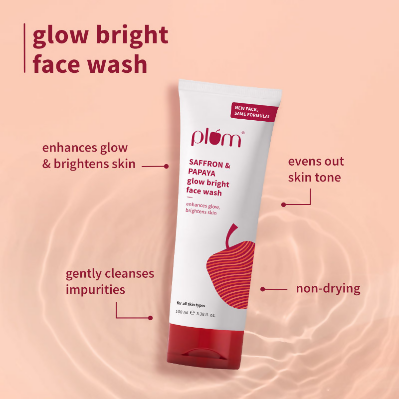 Plum Saffron & Papaya Glow Bright Gel Face Wash and Moisturizer Combo - Distacart