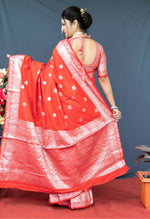 Thumbnail for Jyoti Fashion Women's Red Soft Banarasi Silk Zari Woven Saree with Blouse - Distacart