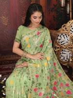 Thumbnail for Astita Linen Cotton Green Saree
