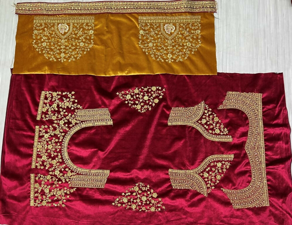 Jyoti Fashion Women's Mustard Velvet Multi Thread Embroidered, Patch Work with Zircon Diamond Wedding Lehenga Choli - Distacart