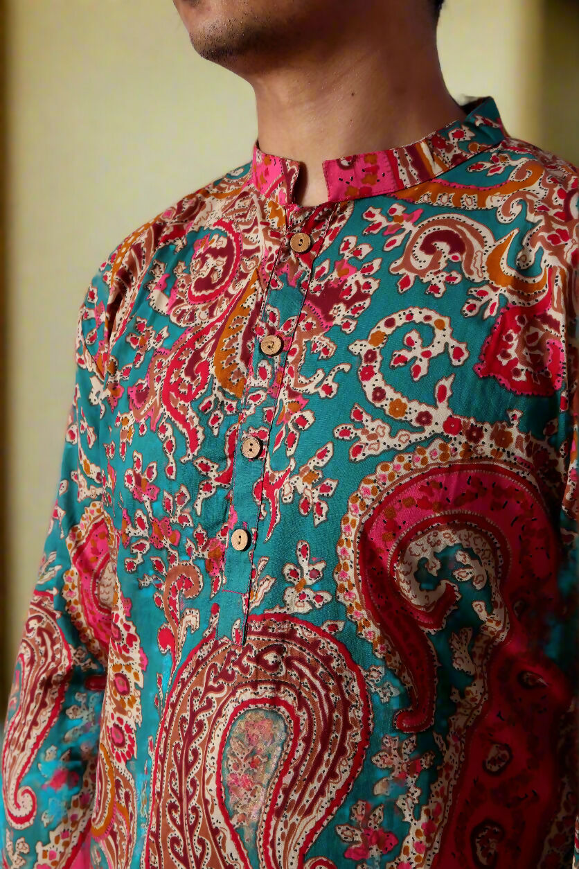 Souchii Men Pure Cotton Ethnic Motif Printed Straight Kurta