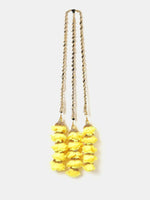 Thumbnail for Ruby Raang Gold Gota Pati Work And Yellow Rosses With Black Thread & Golden Stones - Distacart
