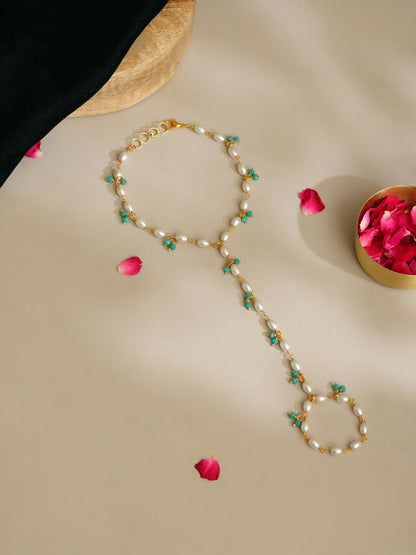 Ruby Raang Multi Pearl & Stone Haath Phool - Distacart