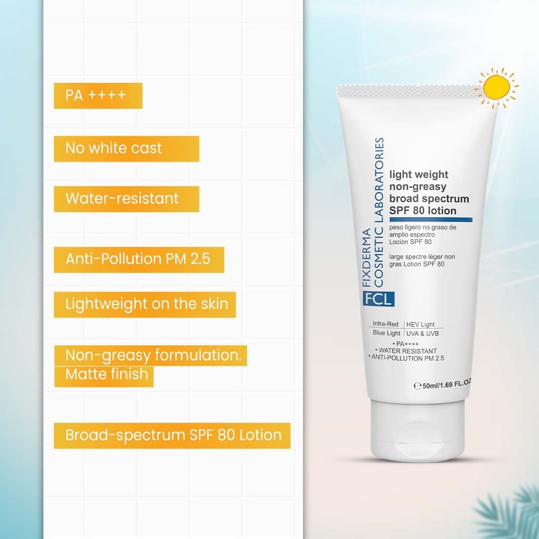 FCL Light Weight Non-Greasy Broad Spectrum SPF 80 Lotion - Distacart