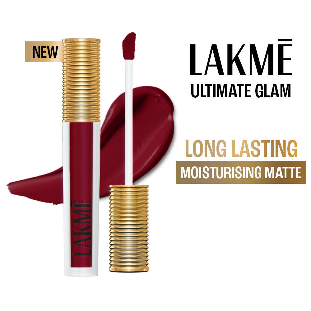 Lakme Ultimate Glam Matte Liquid Lipstick - Red Wine - Distacart