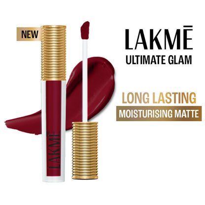 Lakme Ultimate Glam Matte Liquid Lipstick - Red Wine - Distacart