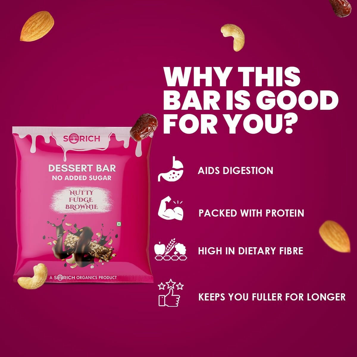 Sorich Organics Dessert Protein Mini Bars Nutty Fudge Brownie - Distacart